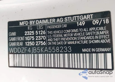 2019 Mercedes-Benz E 300 from USA, damaged, VIN WDDZF4JB5KA558233